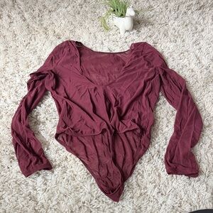 Chic Maroon see-through, transparent sophisticated, but lifting Women's Bodysuit